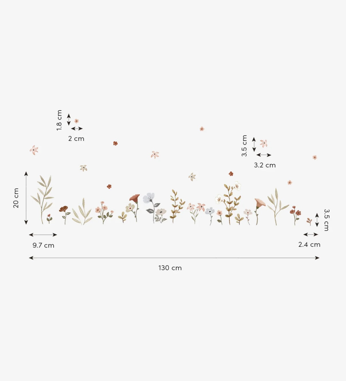 Organische muurstickers met kindvriendelijke bloemen en bladeren in zachte aardetinten, verspreid over 130 cm breedte,. - Muursticker | Lily Flower - Default Title - bloemen, bloemen en bladeren, kinderkamer, lilipinso, Lilydale, Muursticker, vliesbehang - Casa Mini
