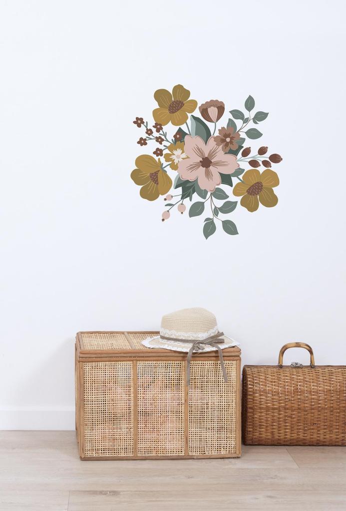 Organische muurstickers met zachte bloemen en bladeren in aardetinten, veilig en kindvriendelijk voor kinderkamer en. - Default Title - Muursticker | Capucine Bouquet XL - bloemen en bladeren, Capucine, kinderkamer, lilipinso, Muursticker - Casa Mini