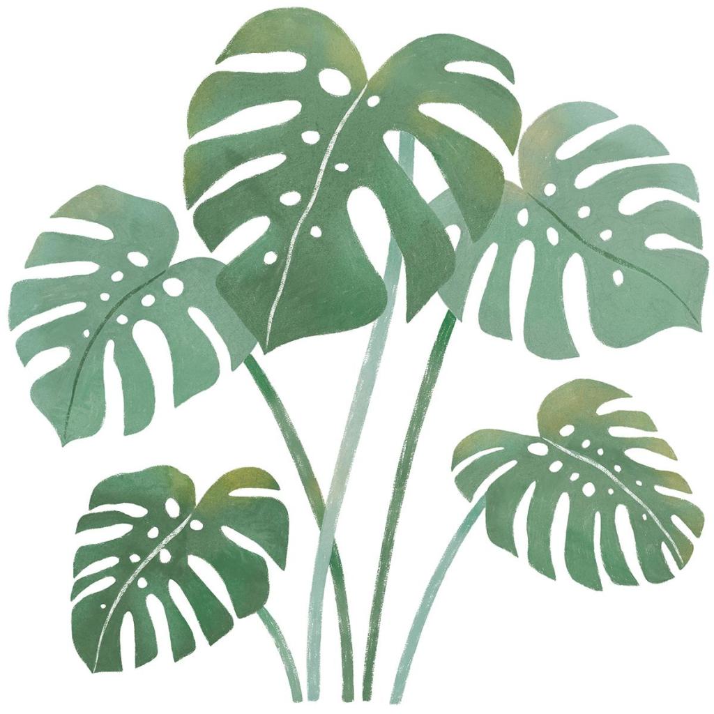 Organische groene monstera bladeren muurdecoratie, veilig en kindvriendelijk voor kinderkamer en kinderinterieur. - Default Title - Muursticker | Yatsuni Leaf XL - bloemen en bladeren, kinderkamer, lilipinso, Muursticker, Yatsuni - Casa Mini
