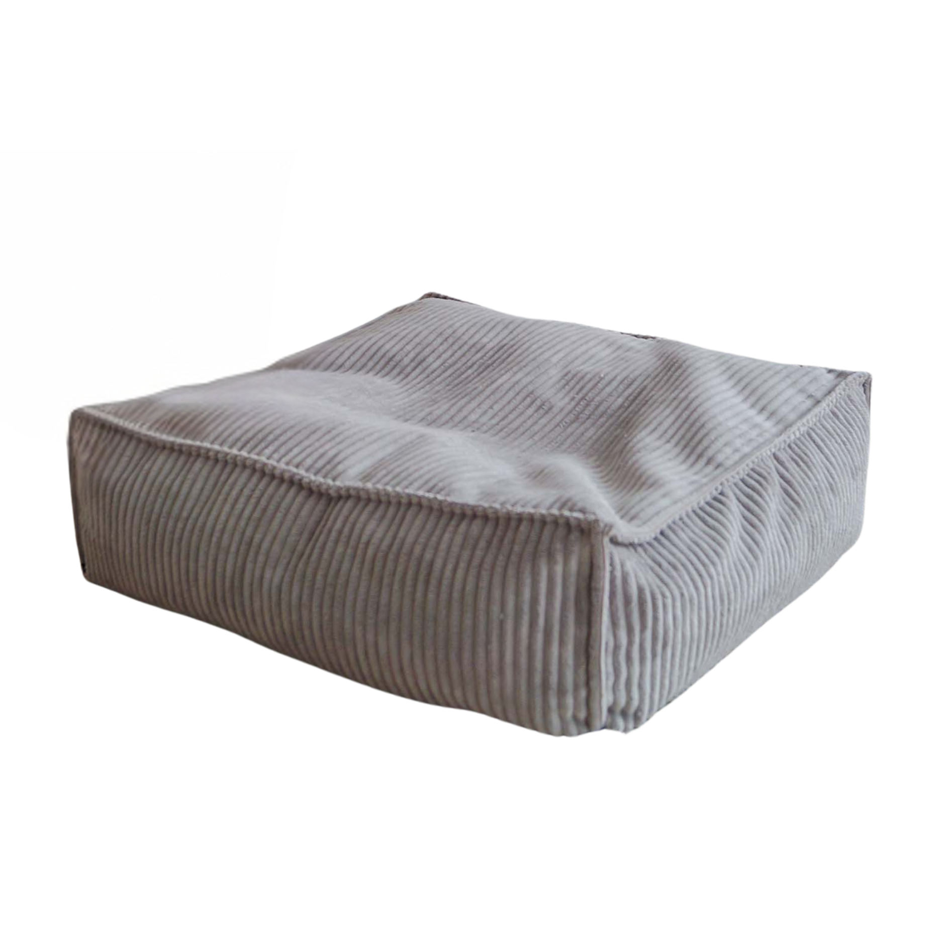Vierkante kinderpoef in zachte grijze rib velvet, kindvriendelijk en veilig voor de kinderkamer, duurzaam en van. - Default Title - Grey, Grijs, kinderpoef, poef, Velvet, vierkant - Kinderpoef Rib Velvet Grey - Casa Mini