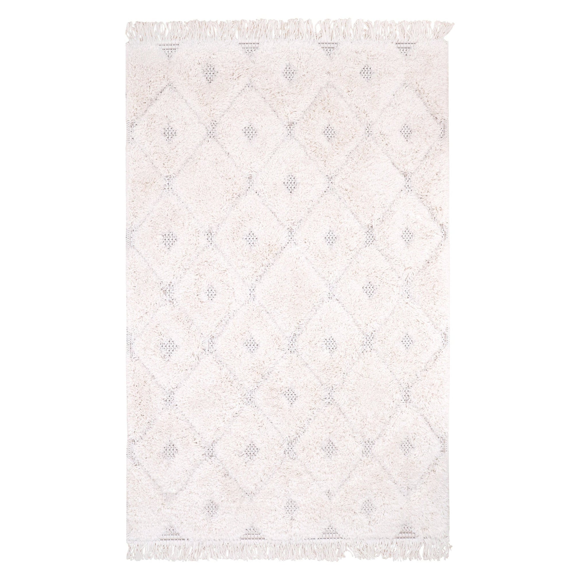 Rechthoekig vloerkleed in zachte beige tint met lichtgrijs geometrisch patroon, kindvriendelijk en veilig voor de. - 120 x 170 cm - Homy, nattiot, rechthoek, Vloerkleed - Homy Vloerkleed Nattiot - Casa Mini