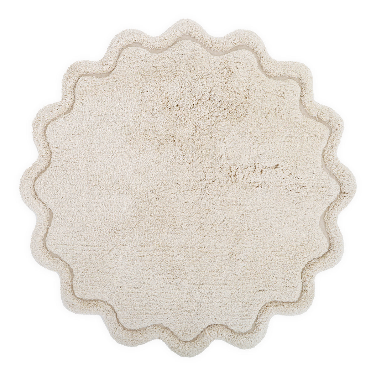 Rond ecru vloerkleed met golvende rand, zachte textuur, kindvriendelijk en veilig voor de kinderkamer, hoge kwaliteit en. - Default Title - ecru, nattiot, rond, sweet april, Vloerkleed - Sweet April ecru Vloerkleed Nattiot - Casa Mini