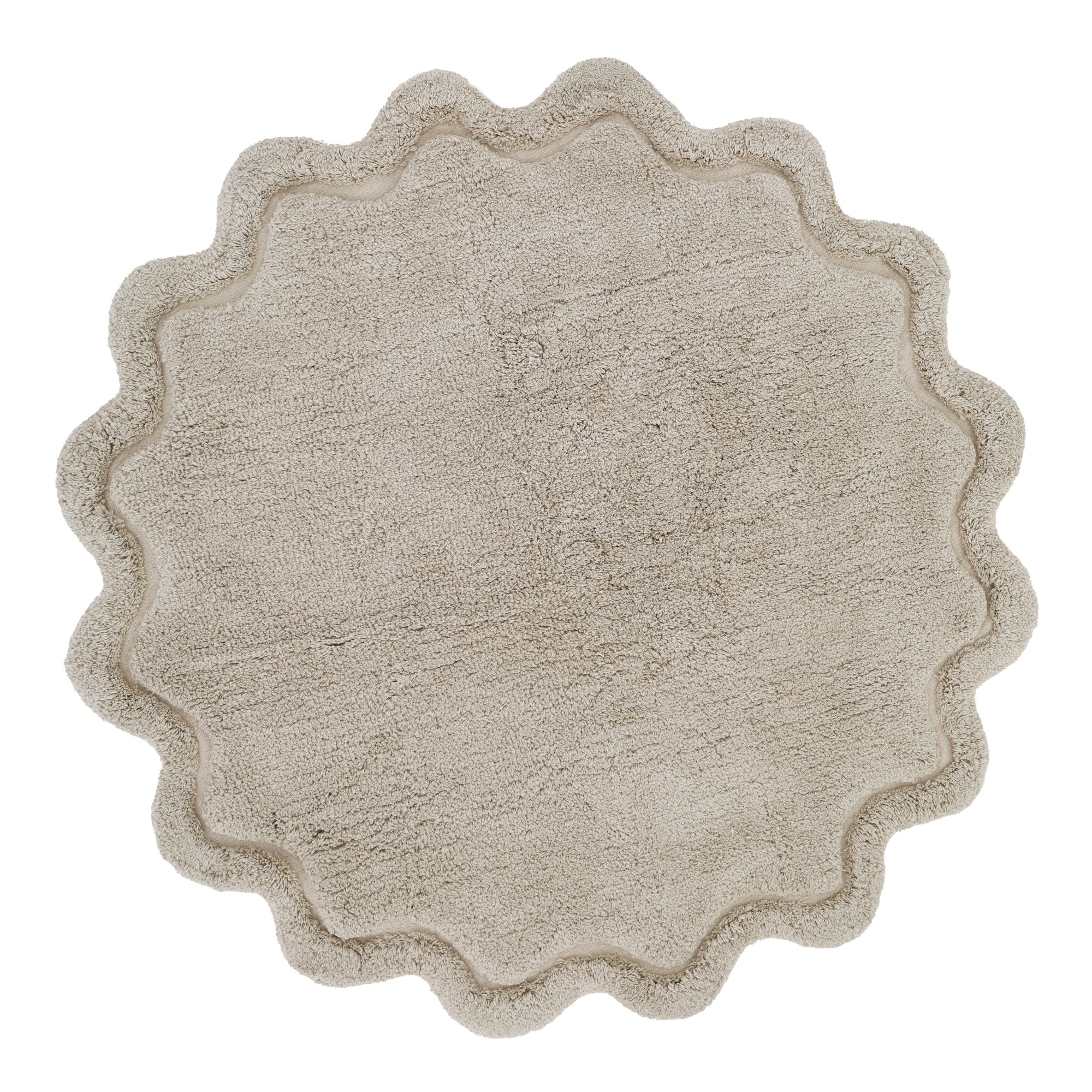 Rond linnen vloerkleed in zacht beige met golvende rand, kindvriendelijk en veilig voor de kinderkamer, duurzaam met hoge. - Default Title - lin, nattiot, rond, sweet april, Vloerkleed - Sweet April lin Vloerkleed Nattiot - Casa Mini