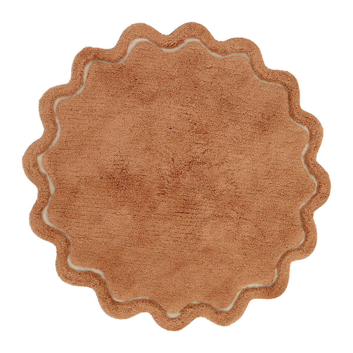 Rond vloerkleed in toffee kleur met golvende rand, zacht en kindvriendelijk, ideaal voor de kinderkamer, duurzaam en veilig. - Default Title - nattiot, rond, sweet april, toffee, Vloerkleed - Sweet April toffee Vloerkleed Nattiot - Casa Mini