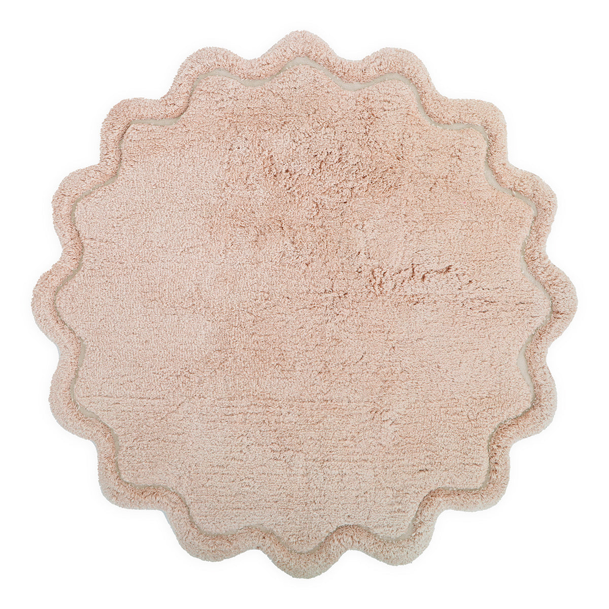 Rond nude vloerkleed met golvende rand, zachte textuur, kindvriendelijk en veilig voor in de kinderkamer, duurzaam en. - Default Title - nattiot, nude, rond, sweet april, Vloerkleed - Sweet April Nude Vloerkleed Nattiot - Casa Mini