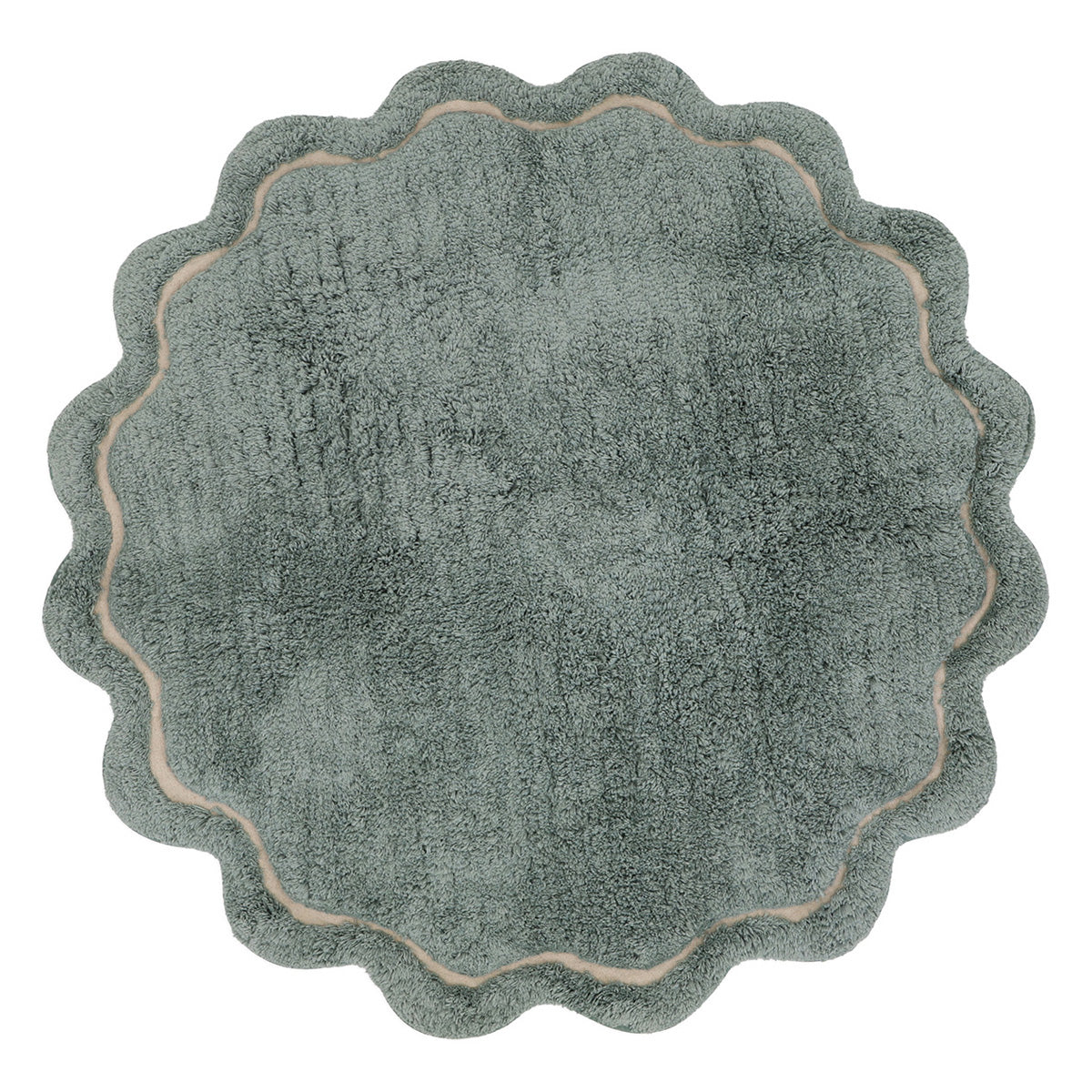 Rond aqua vloerkleed met golvende rand in zachte tint, kindvriendelijk en veilig voor de kinderkamer, duurzaam en. - Default Title - aqua, nattiot, rond, sweet april, Vloerkleed - Sweet April Aqua Vloerkleed Nattiot - Casa Mini