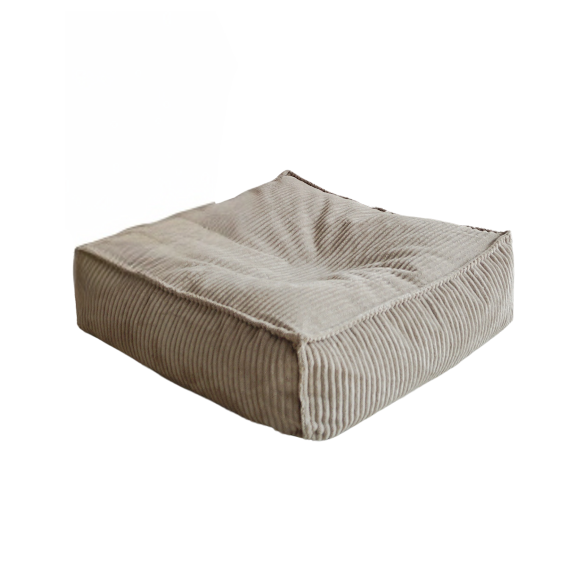 Vierkante beige kinderpoef van ribfluweel, zacht en kindvriendelijk, veilig en duurzaam voor lange levensduur in de. - Default Title - beige, kinderpoef, poef, Velvet, vierkant - Kinderpoef Rib Velvet Beige - Casa Mini