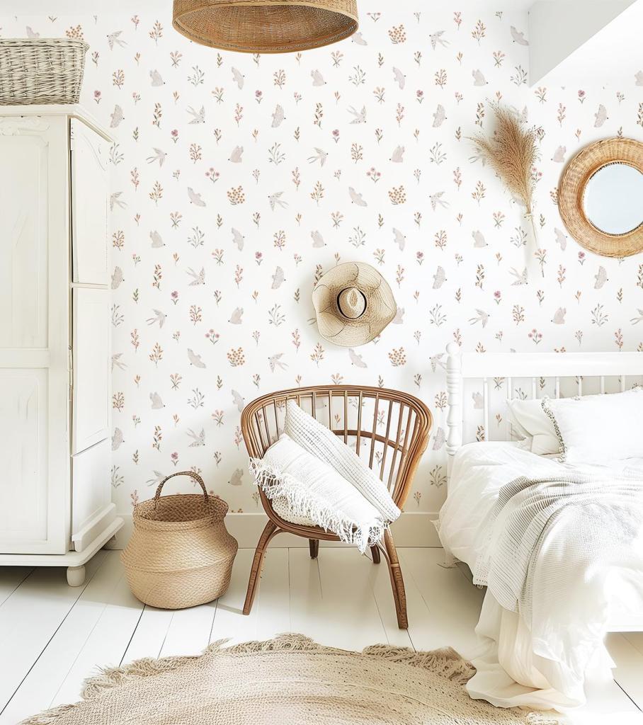 Organisch vliesbehang met zachte beige en bruine zwaluwen en bladeren, veilig en kindvriendelijk voor een rustige. - Default Title - Coccinella Swallows | Lilipinso - behang, bloemen, bloemen en bladeren, Coccinella, kinderkamer, kinderkamer behang, lilipinso, swallows, vliesbehang, vlinder, vlinders, zwaluwen - Casa Mini