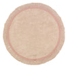 Rond vloerkleed in zachte beige tint met roze rand en franjes, kindvriendelijk en veilig voor in de kinderkamer, duurzaam en . - Default Title - 130x130, Cakey, Petit Tapis, rond, Vloerkleed, wolk - Cakey Vloerkleed - Casa Mini