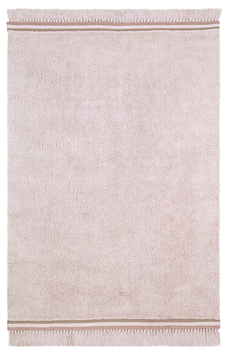 Rechthoekig vloerkleed in zachte poederroze tint met subtiele structuur en franjes aan beide korte zijden, gemaakt van fijn, - Powder Pink Vloerkleed - Default Title - 120x170, Petit Tapis, rechthoek, Vloerkleed, wolk - Casa Mini