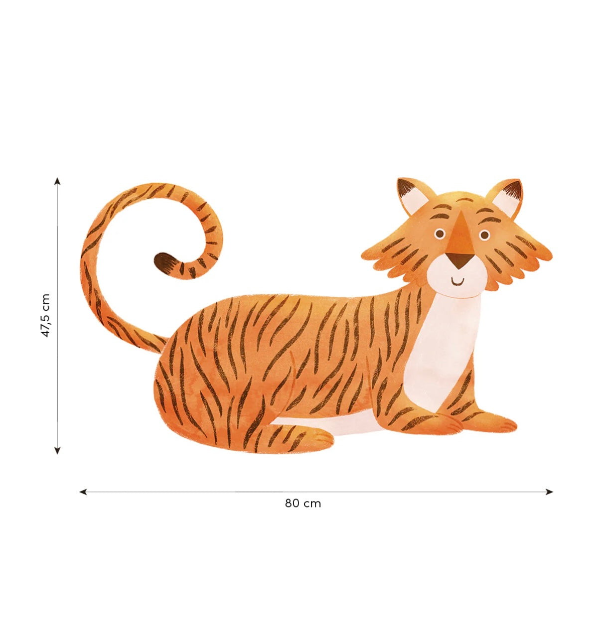 Oranje tijger muursticker met zwarte strepen en vriendelijke uitstraling, organisch en veilig voor kinderkamerdecoratie,. - Default Title - Muursticker | Yatsuni Tiger XL - bloemen en bladeren, kinderkamer, lilipinso, Muursticker, Tijger, Yatsuni - Casa Mini