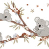 Organische, kindvriendelijke muurstickers met drie grijze koala’s op takken met roze en beige bloemen, perfect voor. - Default Title - Muursticker | Lilydale Koala XL - kinderkamer, koala, lilipinso, Lilydale, Muursticker - Casa Mini