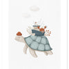 Organisch en kindvriendelijk Lilipinso poster van een schildpad met een blauw vissersbootje en zeeplantjes op de rug, zachte . - Poster Schildpad | Lilipinso - Default Title - kinderkamer, lilipinso, lotan, schildpad - Casa Mini