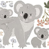 Organische, veilige muurstickers met drie grijze koala's en zachte bloemen in neutrale tinten voor een kindvriendelijk. - Default Title - Muursticker | Lilydale Koala - kinderkamer, koala, lilipinso, Lilydale, Muursticker - Casa Mini
