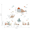 Kleurige, organische muurstickers van onderwaterdieren zoals een oranje-witte walvis, groene schildpad, grijze octopus en. - Muursticker | Marine Animals - Default Title - kinderkamer, lilipinso, lotan, Muursticker, octopus, onderwater, onderwater wereld, schildpad - Casa Mini
