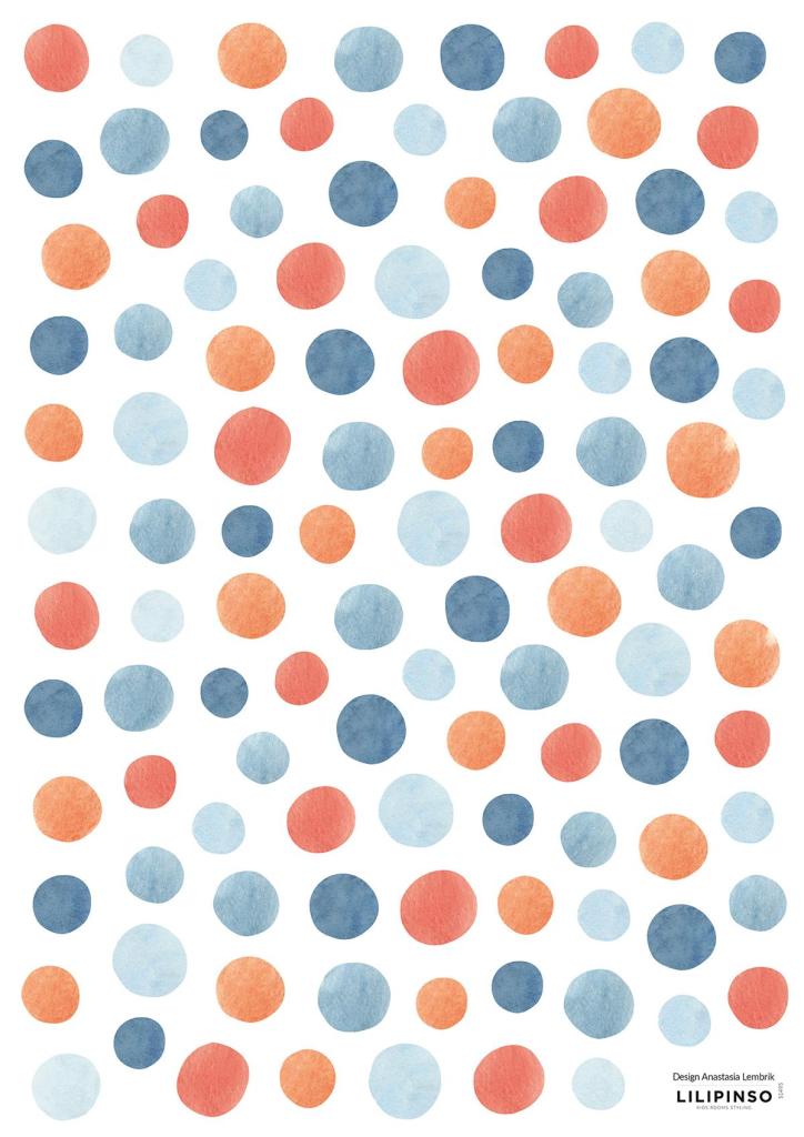 Organische, kindvriendelijke muurstickers met zachte polka dots in blauw, lichtblauw en oranje, ideaal voor de kinderkamer,. - Muursticker | Polka Dot - Default Title - Gentle friends, kinderkamer, lilipinso, Muursticker, Stippen - Casa Mini