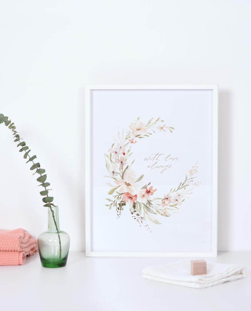 Witte lijst met poster Appoline met organisch bloemen- en bladermotief in zachte pastelkleuren, kindvriendelijk en. - Poster met lijst Appoline | Lilipinso - Default Title - appoline, bloemen, bloemen en bladeren, kinderkamer, lilipinso - Casa Mini