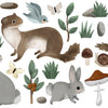 Organische muurstickers met kindvriendelijke bergdieren, konijnen, paddenstoelen en planten in zachte tinten, ideaal voor. - Default Title - Muursticker | Kharu Mountain Animals - bergdieren, bomen, boom, Kharu, Konijnen, lilipinso, Muursticker, vliesbehang - Casa Mini