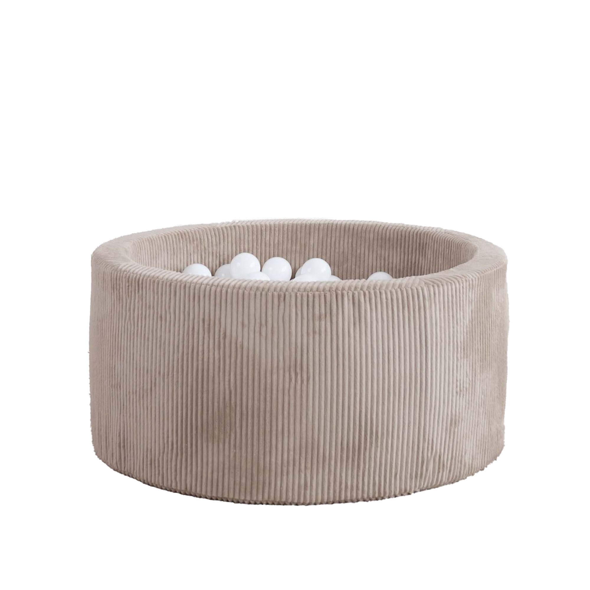 Kinderkamer ballenbad in beige rib velvet polyester, zacht en veilig met kindvriendelijk design en lange levensduur,. - 90 x 30 - 90x40, afneembaar, Ballenbad, beige, Fluweel, Polyester, Rib velvet, wasbaar - Ballenbad Rib Velvet Beige - Casa Mini