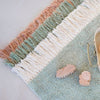 Rechthoekig mintgroen vloerkleed met zachte, organische textuur en franjes in wit en terracotta, kindvriendelijk en. - Jules Ocean Vloerkleed - Default Title - 120x170, Mint, Petit Tapis, rechthoek, Vloerkleed, wolk - Casa Mini