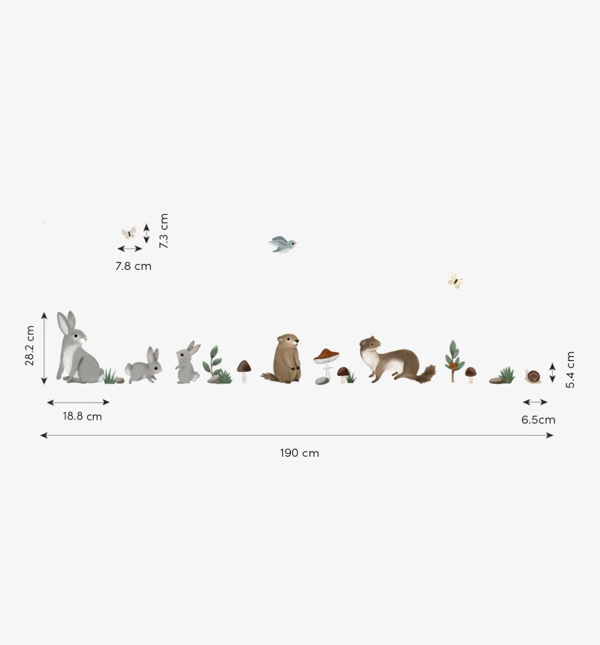 Organische, kindvriendelijke muurstickers met bergdieren zoals konijnen en eekhoorns in zachte grijstinten, groen en bruin,. - Default Title - Muursticker | Kharu Mountain Animals - bergdieren, bomen, boom, Kharu, Konijnen, lilipinso, Muursticker, vliesbehang - Casa Mini