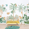 Organisch junglebehang met apen en tropische planten, kindvriendelijk en veilig voor kinderkamerinterieur, perfect voor. - 2.48 M x 4 M - Jungle behangwand | Lilipinso - apen, behang, behangpaneel, jungle, kinderkamer, kinderkamer behang, lilipinso, Yatsuni - Casa Mini