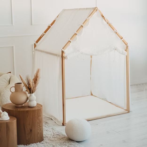 Wit Scandi speelhuis van stevig materiaal met kindvriendelijk ontwerp, ideaal voor de kinderkamer, veilig en betaalbaar met. - Default Title - Moje, Scandi, Speelhuis, White, Wit - Speelhuis Scandi White - Casa Mini