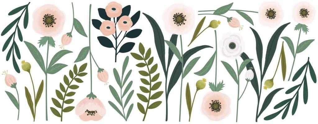 Organische muurstickers met kindvriendelijke bloemen en bladeren in natuurtinten, perfect voor een veilig kinderinterieur en . - Default Title - Muursticker | Wonderland Flower XL - bloemen en bladeren, kinderkamer, lilipinso, Muursticker, wonderland - Casa Mini