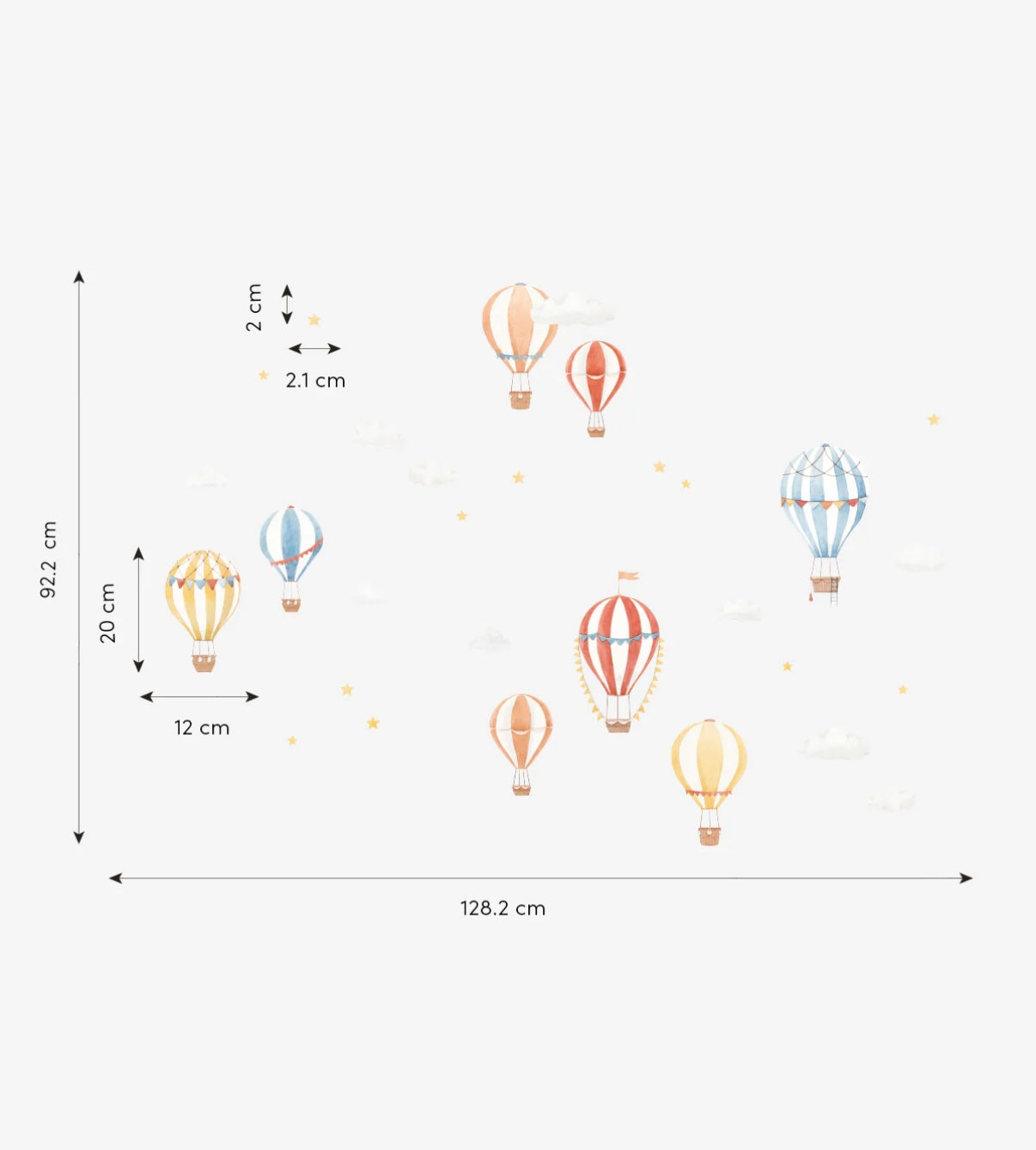 Organische muurstickers met kleurrijke luchtballonnen in zachte tinten, veilig en kindvriendelijk voor een speels. - Default Title - Muursticker | Balloons - Balon, Gentle friends, kinderkamer, lilipinso, Luchtbalonnen, Muursticker - Casa Mini