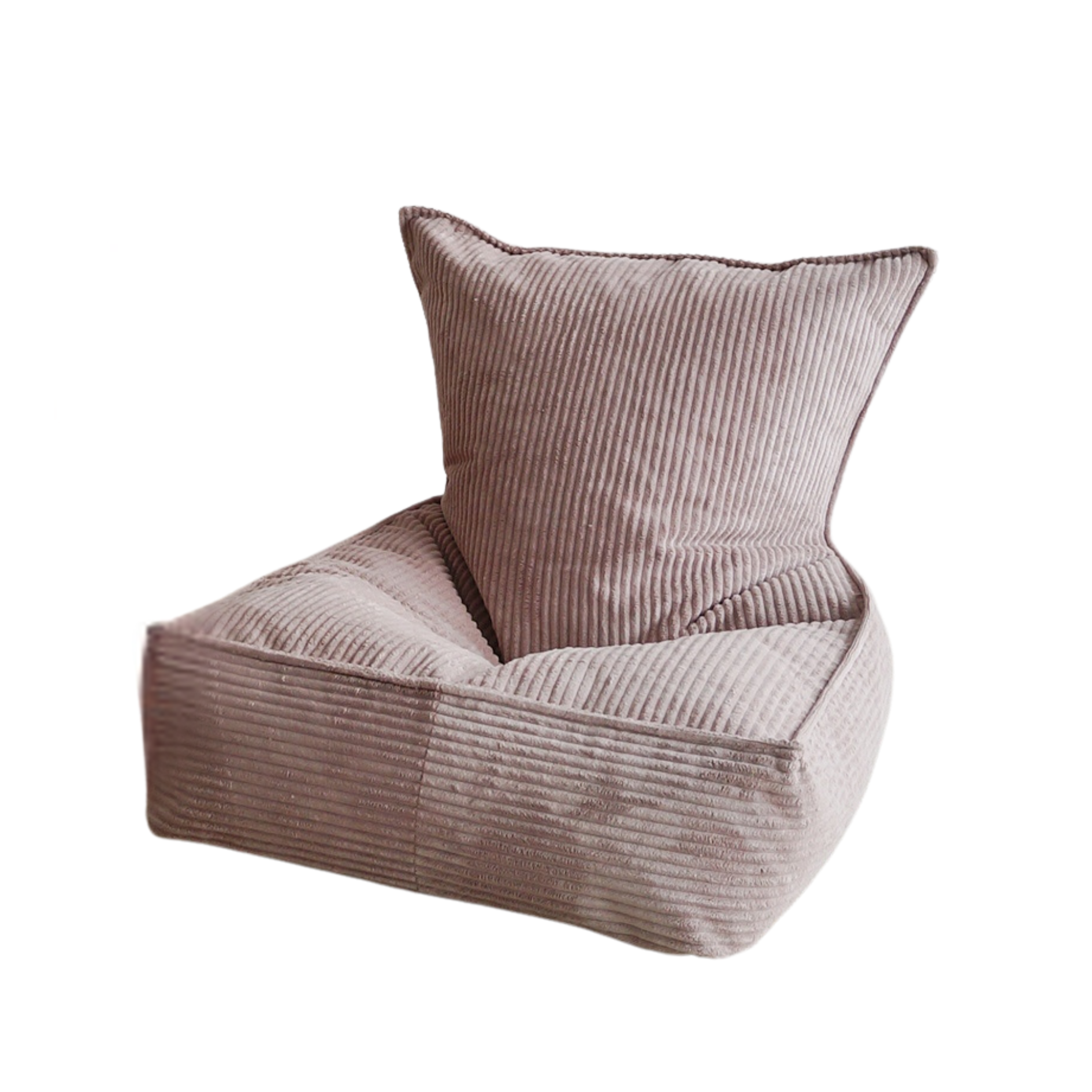 Roze ribfluwelen zitzak met kussen, kindvriendelijk ontwerp voor de kinderkamer, veilige en comfortabele zitplek met lange. - Default Title - beanbag, pink, Velvet, zitzak - Beanbag Rib Velvet Pink - Casa Mini