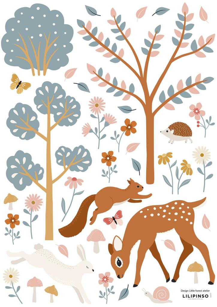 Organische muurstickers met bosdieren in zachte aardetinten, kindvriendelijk en multifunctioneel voor de kinderkamer, van. - Muursticker | Forest Deer and Animal - Default Title - Bosdieren, Jöro, kinderkamer, lilipinso, Muursticker, vliesbehang - Casa Mini