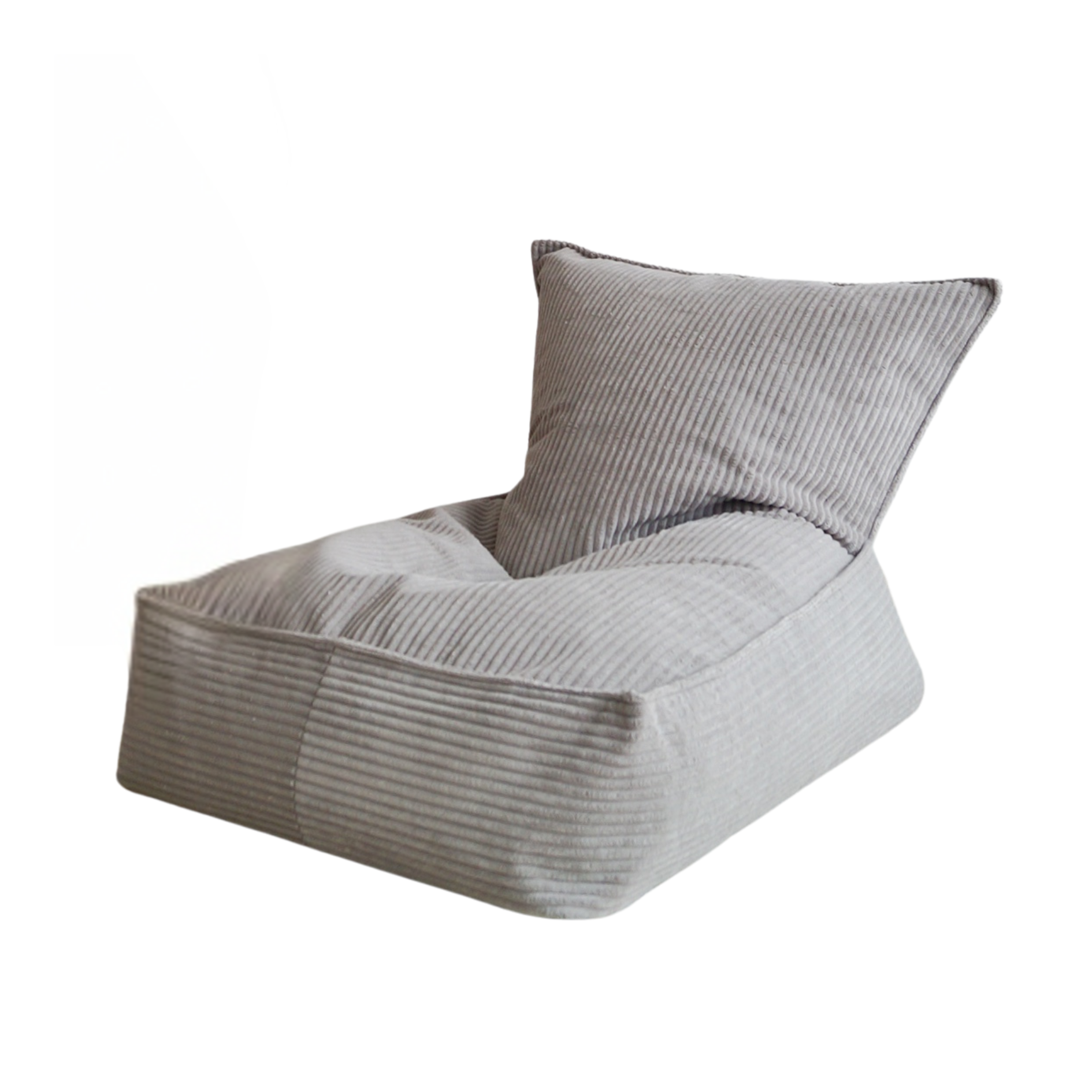 Ribfluwelen grijze zitzak met zachte structuur, kindvriendelijk en veilig voor de kinderkamer, betaalbaar met lange. - Default Title - beanbag, Grey, Grijs, Velvet, zitzak - Beanbag Rib Velvet Grey - Casa Mini