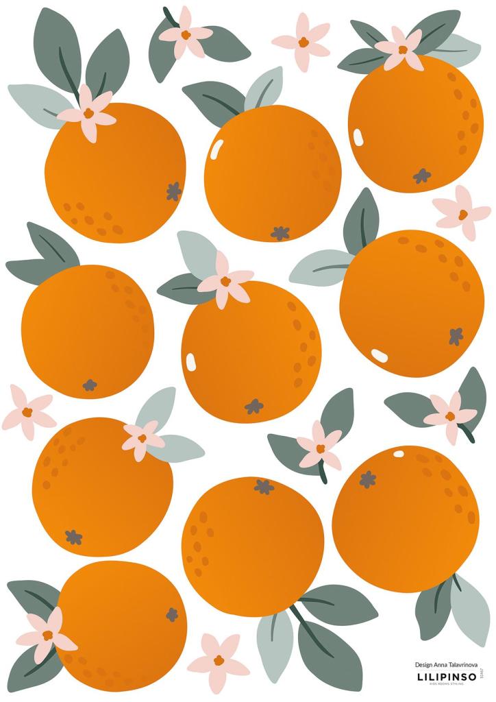 Organische, kindvriendelijke muurstickers met sinaasappels en groene bladeren, multifunctioneel voor de kinderkamer,. - Muursticker | Orange - Default Title - kinderkamer, lilipinso, louise, Muursticker, Orange, Sinaasappels - Casa Mini