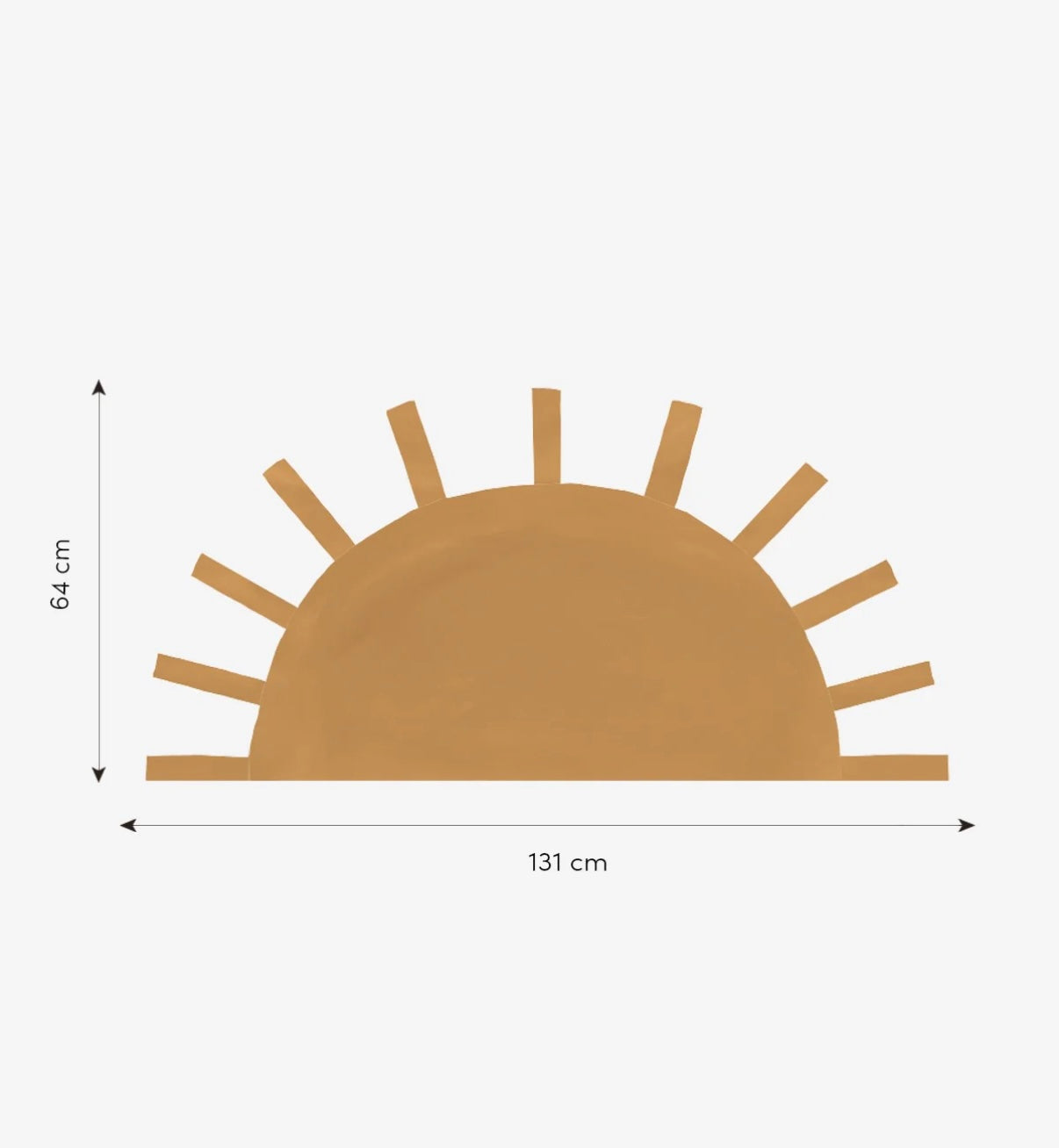 Organische muursticker in warme okerkleur, zonnige halve cirkel met stralen, veilig en kindvriendelijk ontwerp voor. - Default Title - Muursticker | Sunny Sun XL - kinderkamer, lilipinso, Muursticker, sunny, Zon - Casa Mini