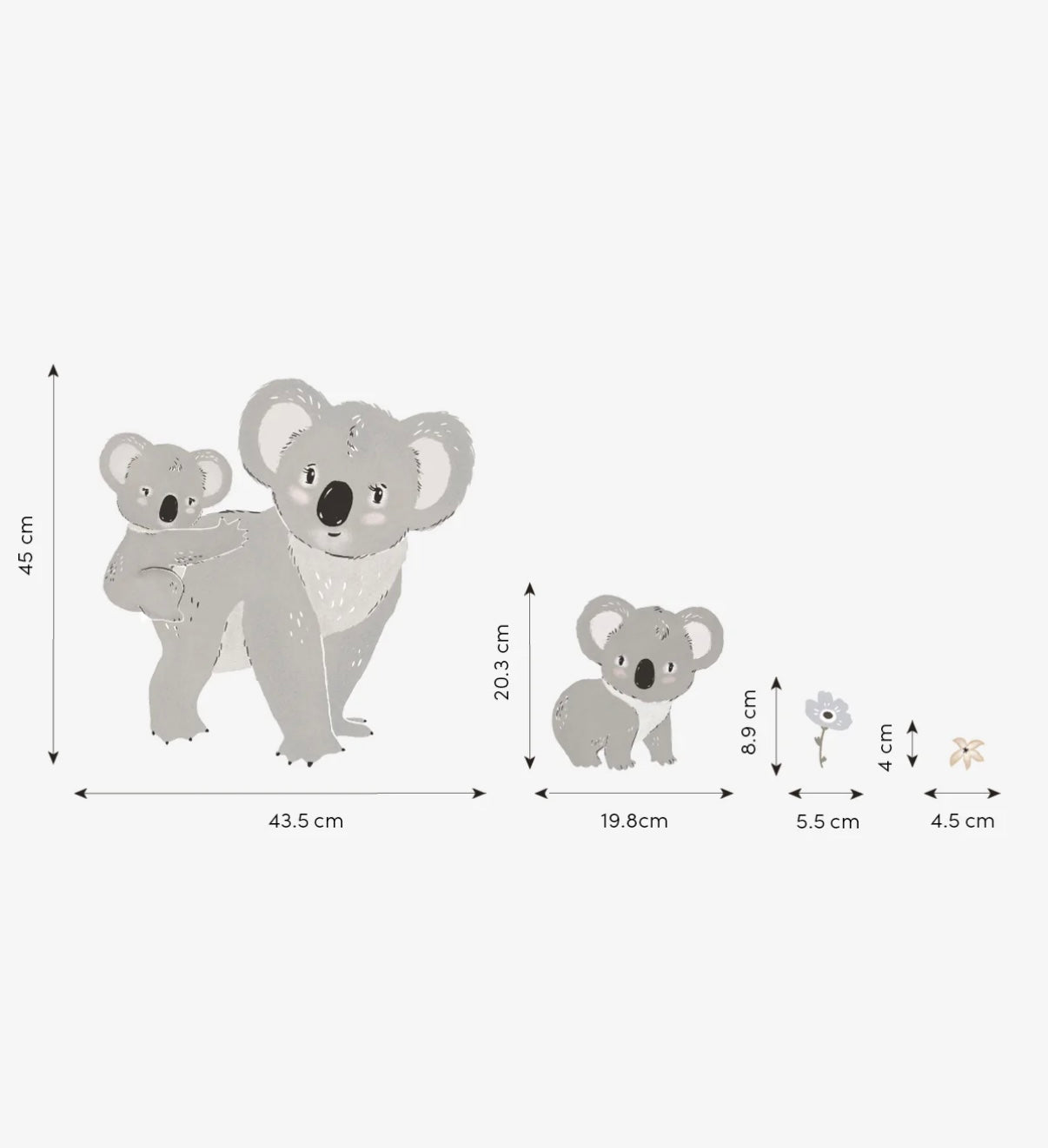 Organische, veilige muurstickers van een grijze koalamama met jong, ideaal voor kinderkamer en kindvriendelijk. - Default Title - Muursticker | Lilydale Koala - kinderkamer, koala, lilipinso, Lilydale, Muursticker - Casa Mini
