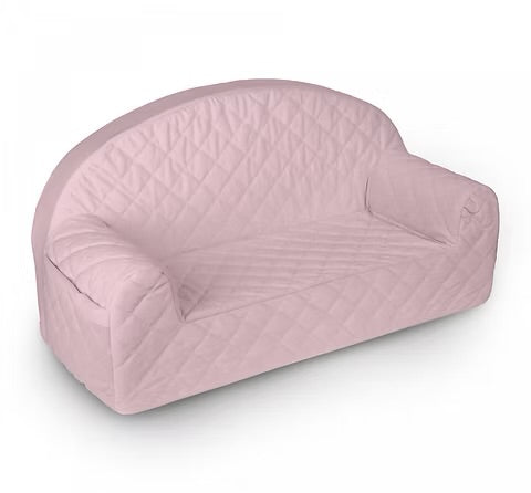 Roze kinderbank in zacht fluweel met een organische, afgeronde vorm en subtiel doorgestikt patroon, ergonomisch en. - Kinderbank Velvet Pink - Default Title - babysteps, kinderbank, pink, roze, Velvet - Casa Mini
