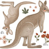 Organische, kindvriendelijke muurstickers met twee zachte bruine kangoeroes en roze bloemen, perfect voor een veilig en. - Default Title - Muursticker | Lilydale Kangaroos XL - bloemen en bladeren, Kangaroe, kinderkamer, lilipinso, Lilydale, Muursticker - Casa Mini