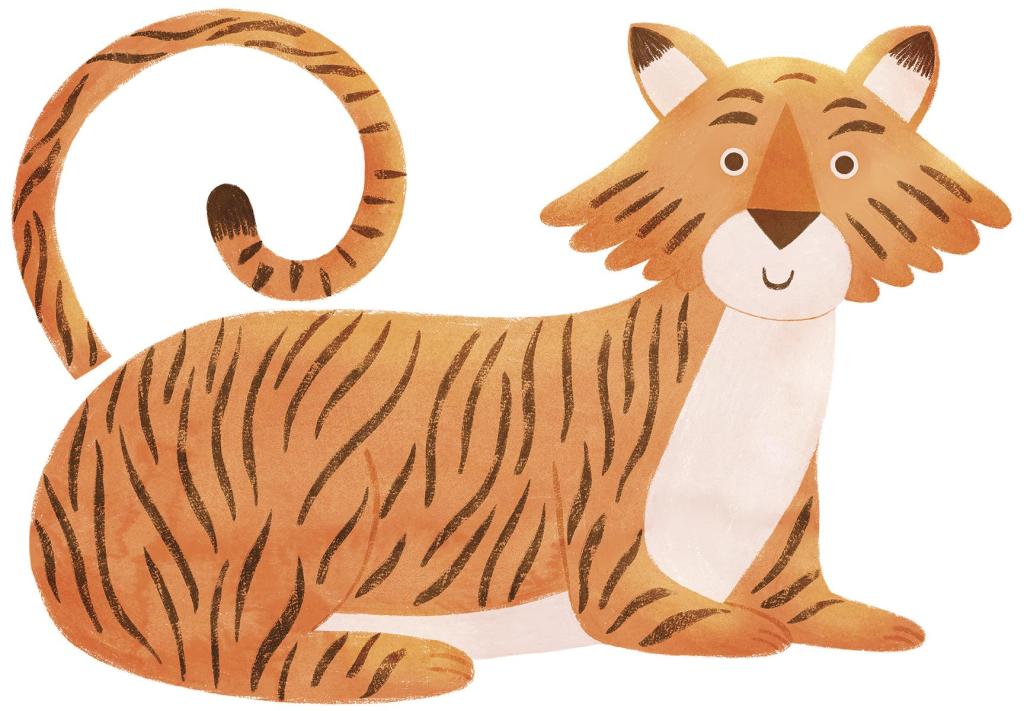 Oranje en bruine kindvriendelijke tijger muurstickers met organisch design, perfect voor kinderkamer en kinderinterieur. - Default Title - Muursticker | Yatsuni Tiger XL - bloemen en bladeren, kinderkamer, lilipinso, Muursticker, Tijger, Yatsuni - Casa Mini