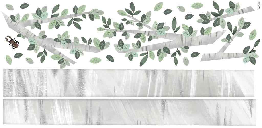 Organische muurstickers met grijze boomtakken en groene bladeren, veilig en kindvriendelijk voor kinderkamer en. - Default Title - Muursticker | Kharu Tree - boom, Kharu, kinderkamer, lilipinso, Muursticker - Casa Mini