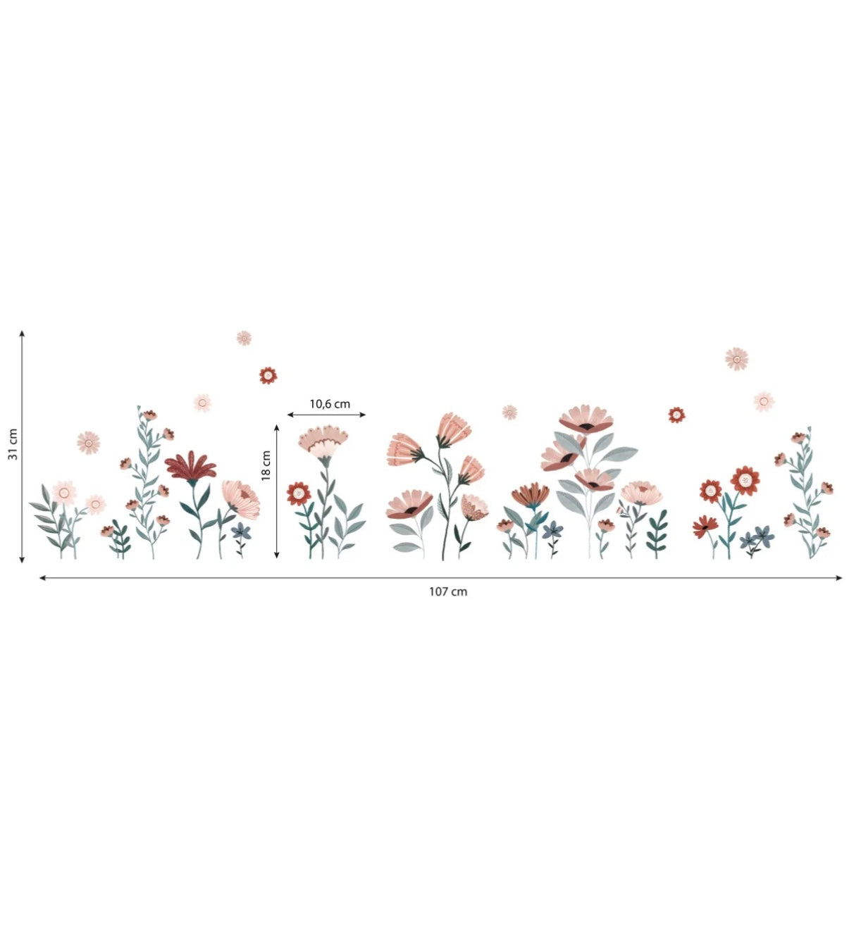 Muursticker met zachte, organische bloem- en bladmotieven in pastelroze, oranje en groen, veilig en kindvriendelijk vinyl,. - Muursticker | Ocean Flower - Default Title - bloemen, bloemen en bladeren, kinderkamer, lilipinso, Muursticker, Oceaan dieren, ocean field, vliesbehang - Casa Mini