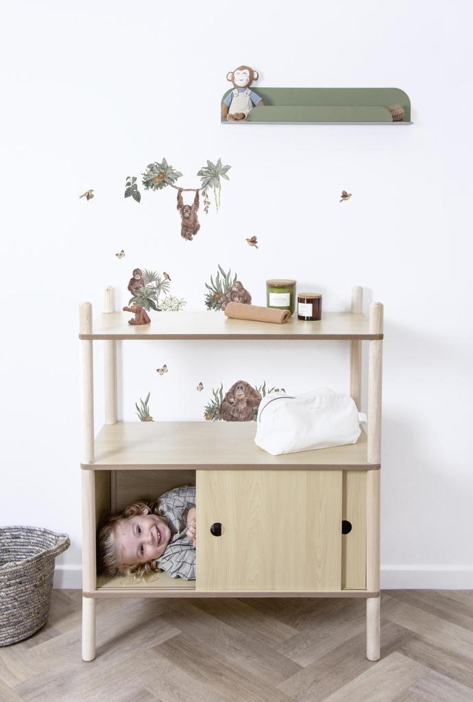 Organische muurstickers met apen en jungle-thema in zachte, kindvriendelijke kleuren, perfect voor de kinderkamer, veilig en . - Muursticker | Monkey Utan - Default Title - apen, kinderkamer, lilipinso, Muursticker, utan, vliesbehang - Casa Mini