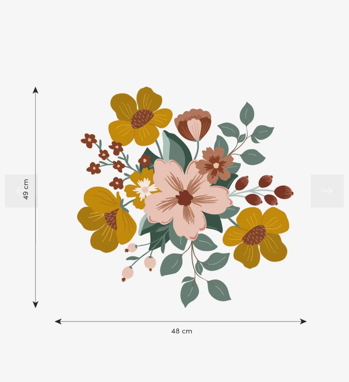 Organische muurstickers met grote bloemen in okergeel, zachtroze en groen, kindvriendelijk ontwerp voor een veilig. - Default Title - Muursticker | Capucine Bouquet XL - bloemen en bladeren, Capucine, kinderkamer, lilipinso, Muursticker - Casa Mini