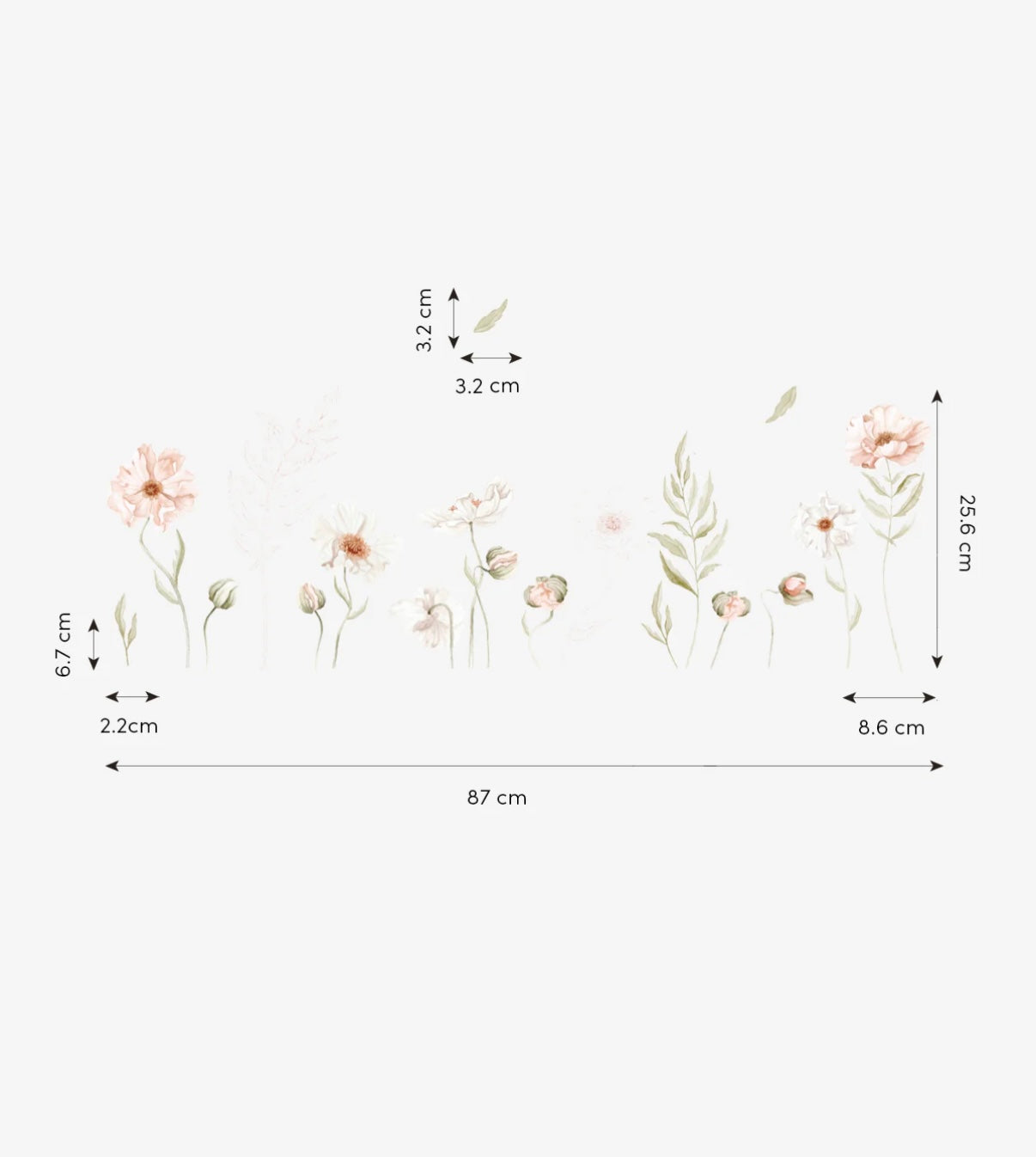 Organische muurstickers van IJslandse klaprozen in zachte pastelroze en groen, kindvriendelijk en multifunctioneel, geschikt - Muursticker | Poppy L/XL - Large - Islandic poppies, kinderkamer, klaproos, lilipinso, Muursticker, vliesbehang - Casa Mini