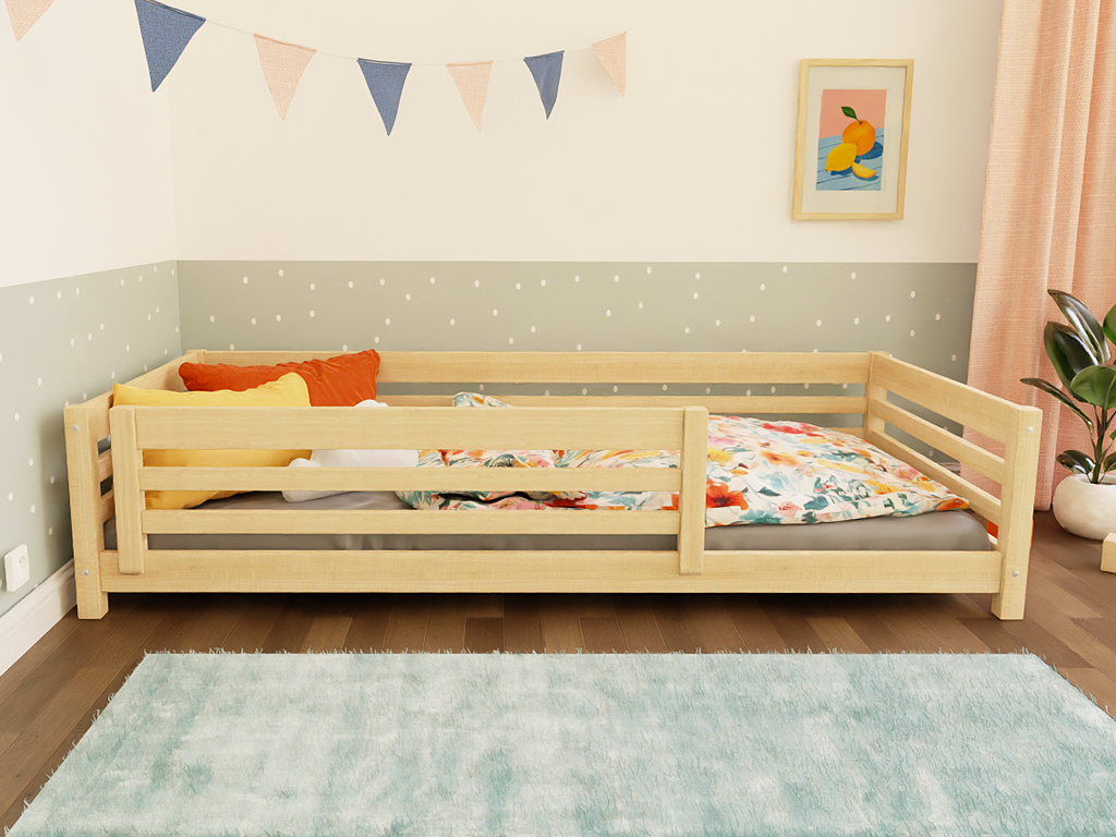 Kinderbed Tuly van licht hout met stevige zijpanelen en lattenbodem, Scandinavisch design, comfortabel en kindvriendelijk,. - Kinderbed Tuly 90 x 200 cm - Naturel (ongelakt) - 90x200, kinderbed, peuterbed, scandinavisch design, Tuly - Casa Mini