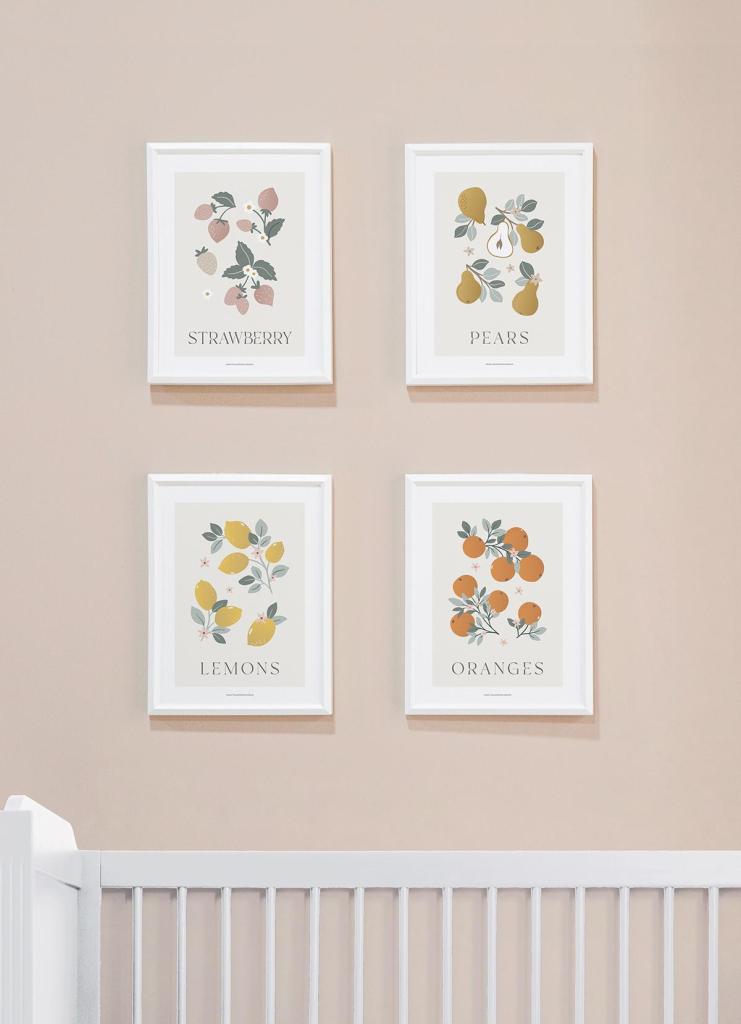 Set van vier kinderkamerposters met organische, kleurrijke fruitillustraties in zachte, kindvriendelijke tinten en. - Poster Lemon | Lilipinso - Default Title - kinderkamer, Lemon, lilipinso, louise - Casa Mini