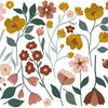 Muursticker met organische bloemen en bladeren in zachte tinten geel, oranje, roze en groen, kindvriendelijk ontwerp,. - Muursticker | Capucine L/XL - Large - bloemen, bloemen en bladeren, Capucine, kinderkamer, lilipinso, Muursticker, vliesbehang - Casa Mini