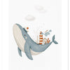 Poster van een organische, kindvriendelijke walvis in zachte blauwtinten met een vuurtoren op de rug, ideaal voor een. - Poster Walvis | Lilipinso - Default Title - kinderkamer, lilipinso, lotan, walvis - Casa Mini