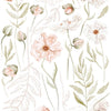 Organische, kindvriendelijke muurstickers met zachtroze en beige IJslandse klaprozen en lichtgroene bladeren, ideaal voor. - Muursticker | Poppy L/XL - Large - Islandic poppies, kinderkamer, klaproos, lilipinso, Muursticker, vliesbehang - Casa Mini