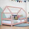 Kinderbedhuis van lichtroze hout met open frame in huisvorm, matras van 90 x 200 cm, voorzien van zachte kussens en een. - Bedhuis Tery 90 x 200 cm - Naturel (ongelakt) - bedhuis, bedhuisje, kinderbed, Lucky, peuterbed, scandinavisch design - Casa Mini