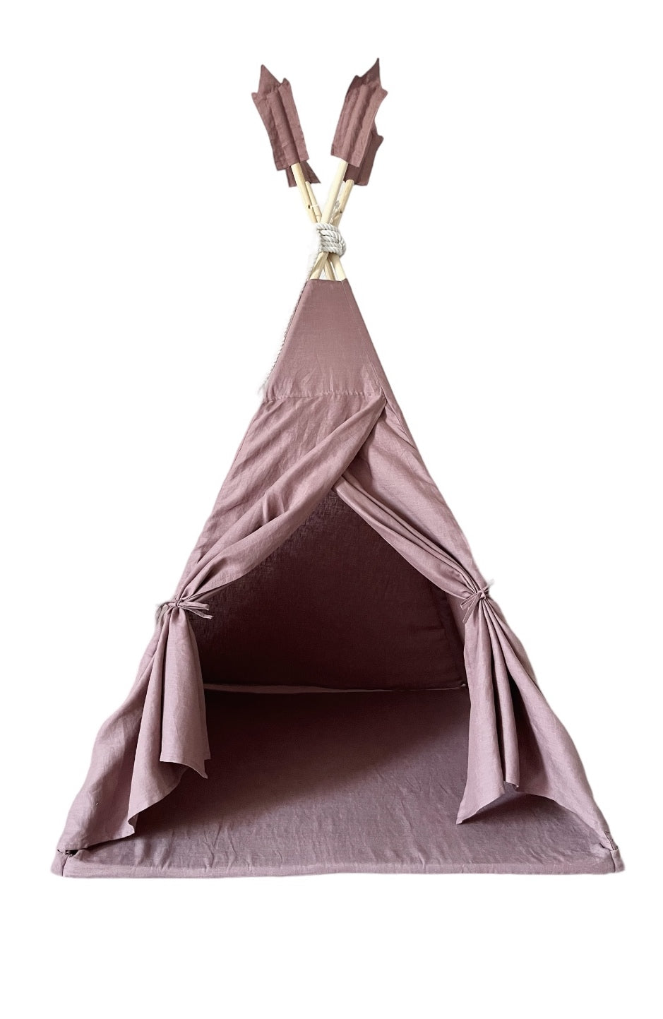 Marsala linnen tipi tent met kindvriendelijk ontwerp, duurzame stof en veilig gebruik voor de kinderkamer, ideaal en. - Default Title - Marsala, Moje, Tipitent, wasbaar - Tipi Tent Linnen Marsala - Casa Mini